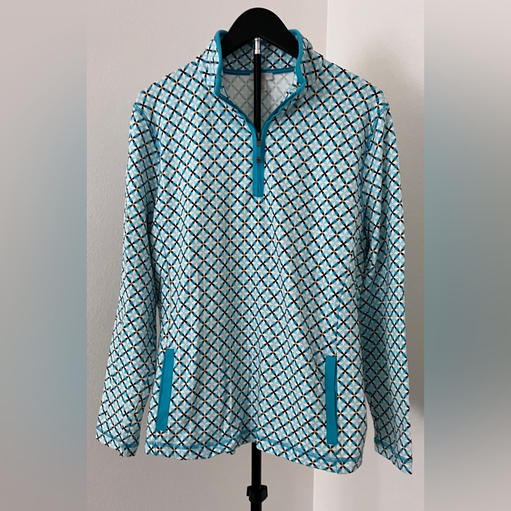 Talbots Print Quarter Zip Pullover 🌴💙 | Lightweight | Cozy | XL